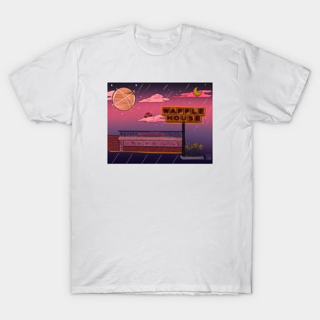 Late Night Dinner Waffle House T-Shirt by DejaDoodlesArt